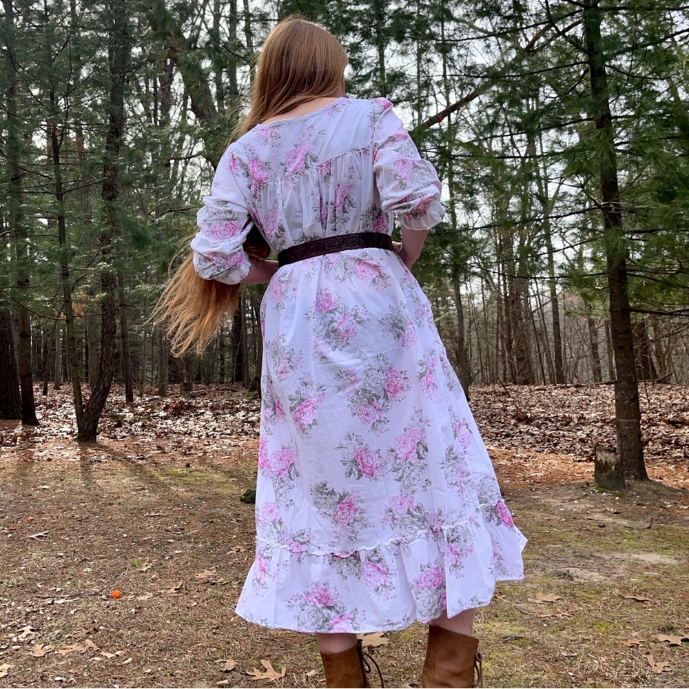 2021 Eileen West Floral Ruffle Nightgown Lace & Ribbon Trim Coquette Cottagecore - Picture 6 of 16